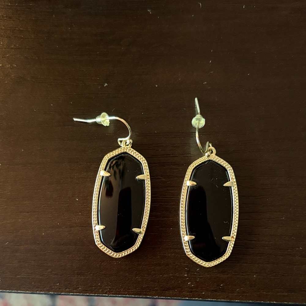 Kendra Scott Black and Gold Drop Earrings